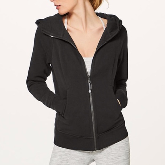 lululemon athletica Tops - Lululemon Black Hooded Scuba Zip Sweater Jacket 2